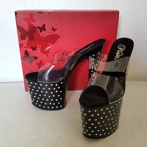 Pleaser  Stardust 752 Black Studded Platform Shoe